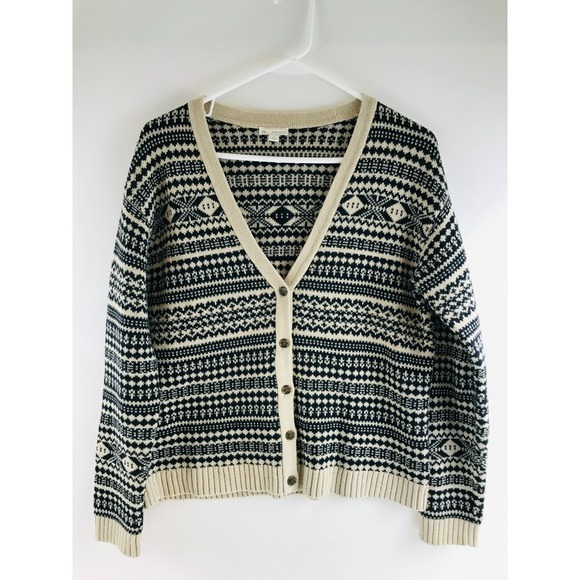 GAP Sweaters - Gap Sweater Women's Size Small Black Tan Aztec Striped Buttoned Cardigan Knitted
